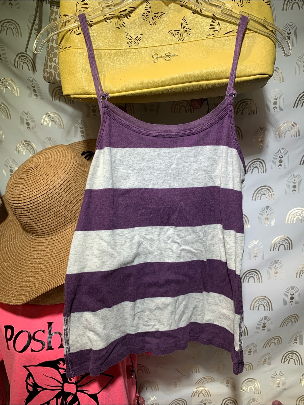 Striped Purple & White Cami Tank Top - Women Y2K vibes!